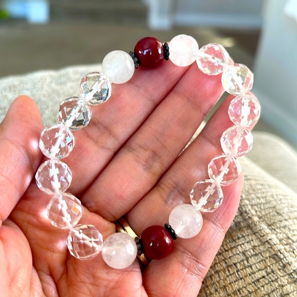 Clear Quartz & Cinnabar bracelet - Picture 1 of 4